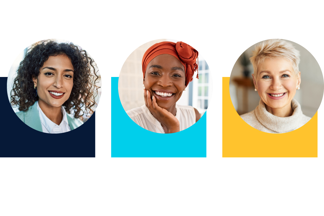 Graphic showing three headshots of women, representing different types of women investors.
