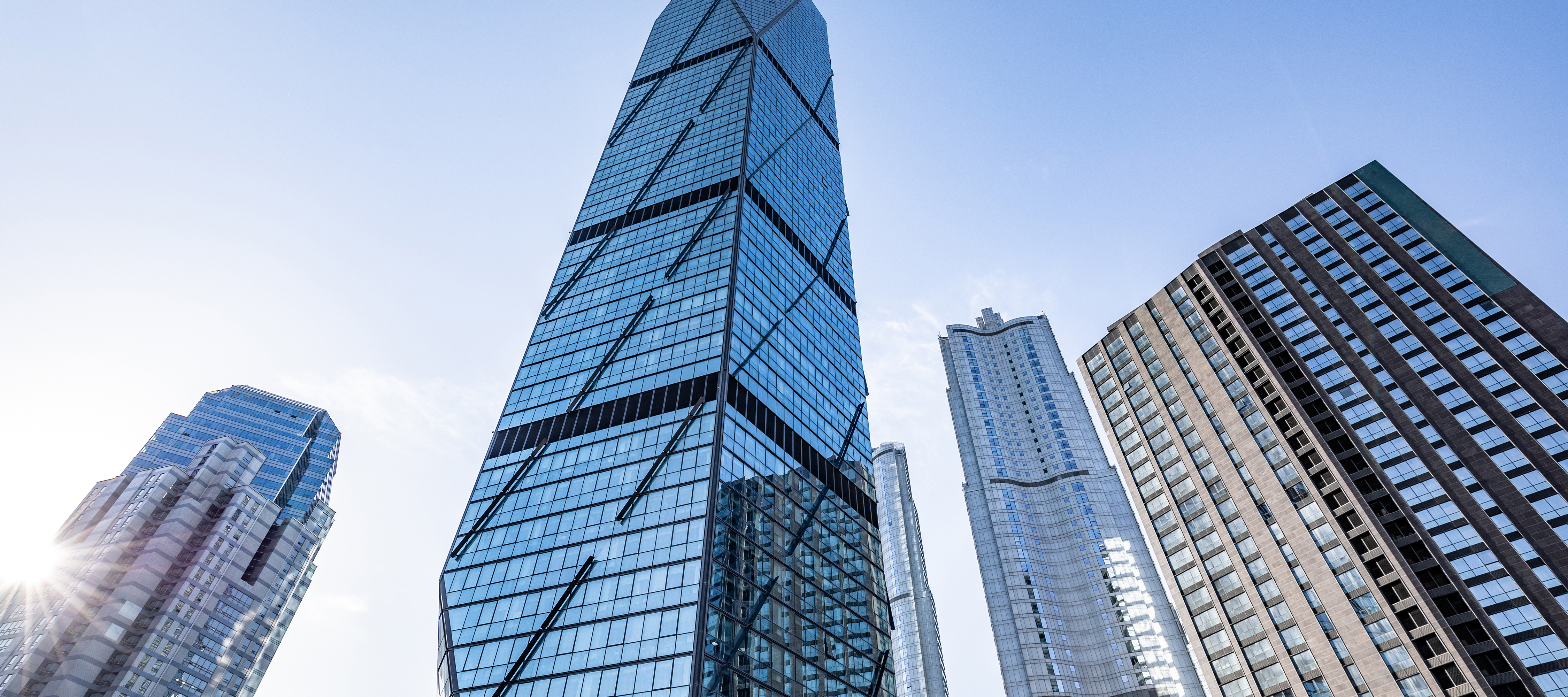 Low angle shot of modern glass building