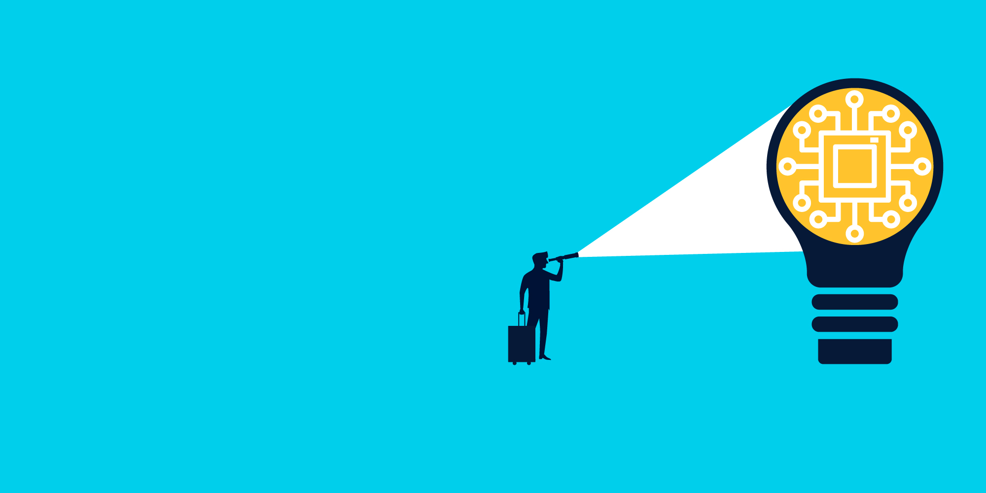 Image of person shining a flashlight on a light bulb with a soldered chip within the bulb