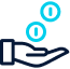 An illustration of a hand holding coins.