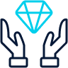 icon of hands reaching up to hold a diamond