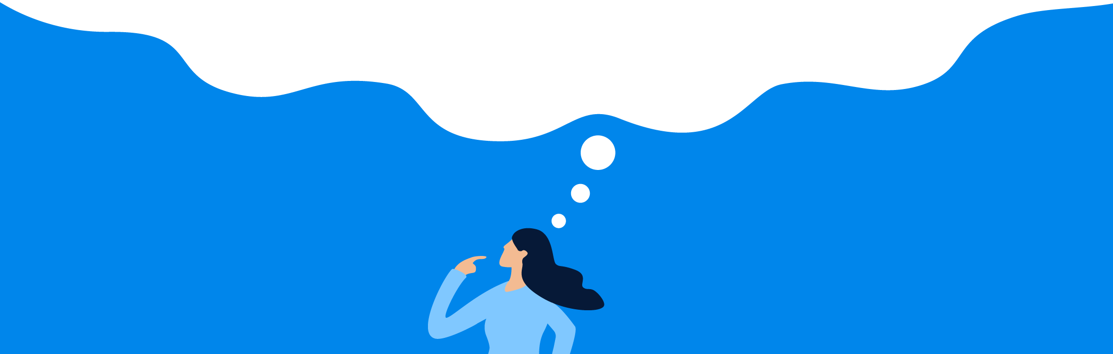 illustration of a women thinking with a thought bubble 