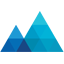 mountain logo icon made of stacked blue triangles