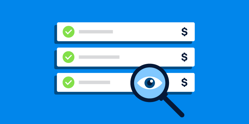Illustration of of an eye inside a magnifiying glass looking at a checklist.