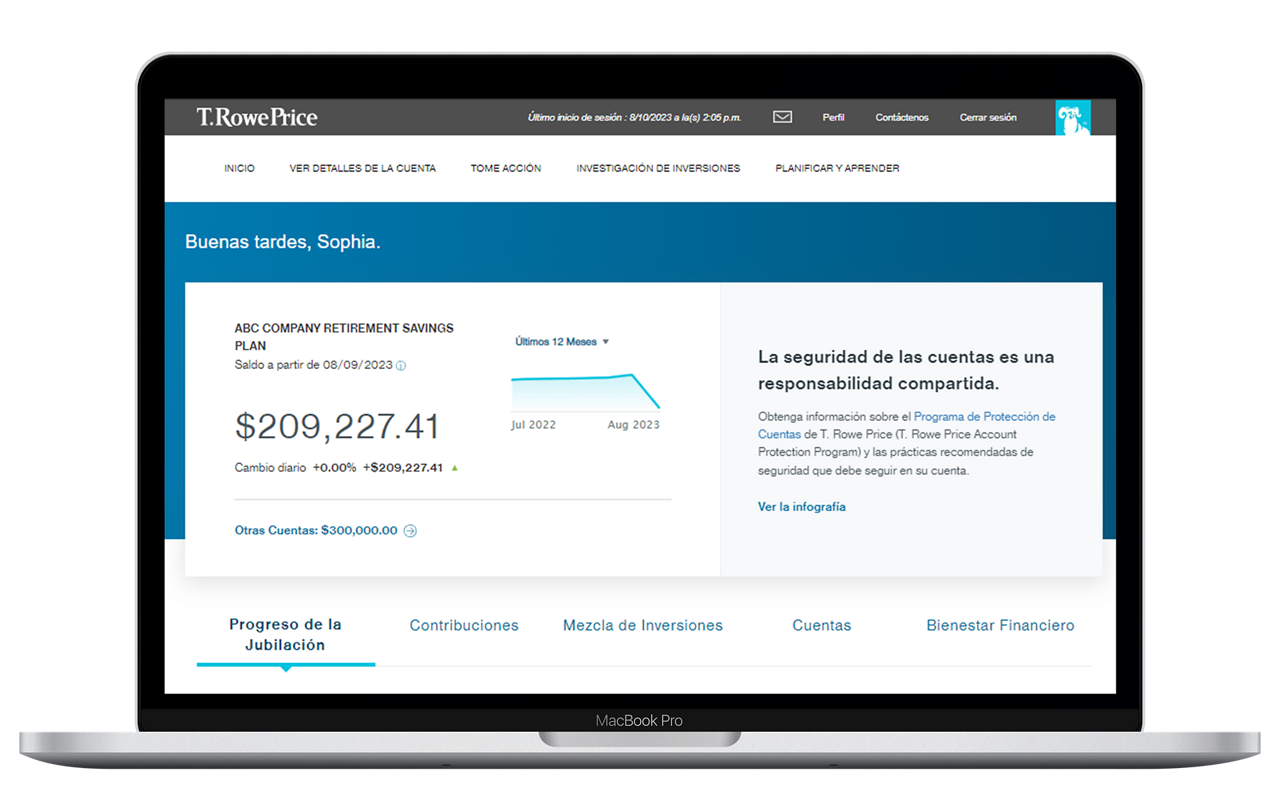 Spanish language Workplace screenshot laptop