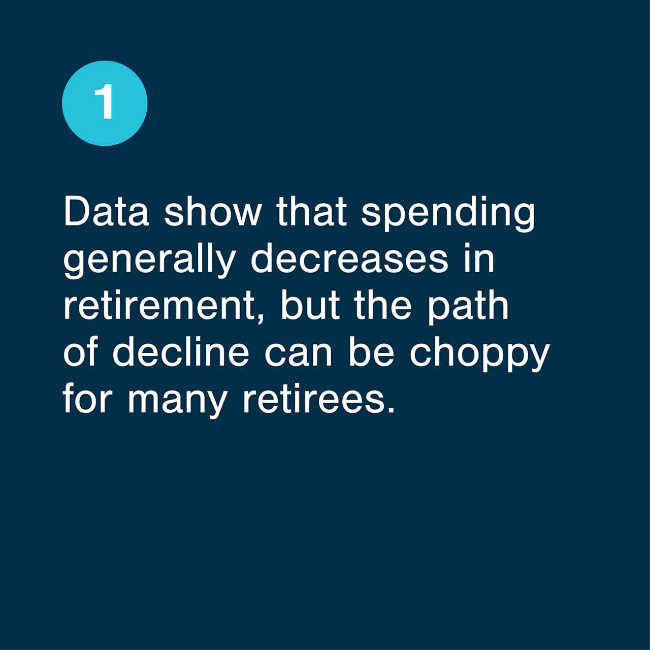 Data show that spending generally decreases in retirement, but the path of decline can be choppy for many retirees.
