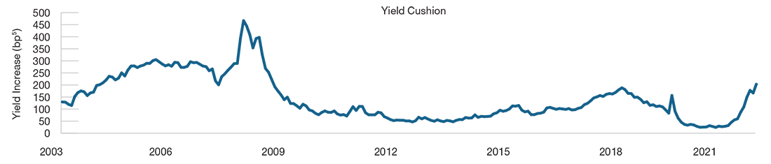 Yield Cushion Has Expanded in 2022 Line Graph