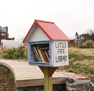 A "Little Free Library" offering free books