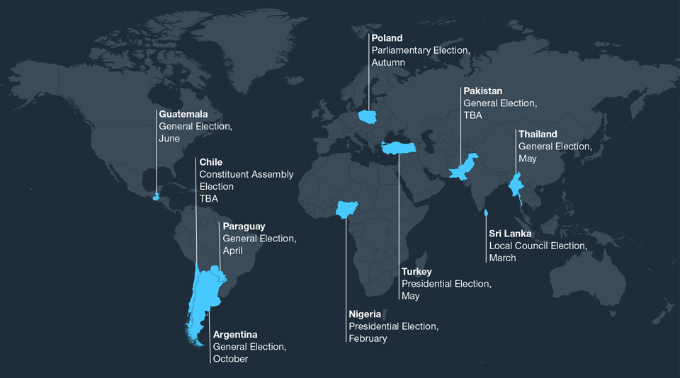 Überblick über die 2023 in den Schwellenländern anstehenden Wahlen