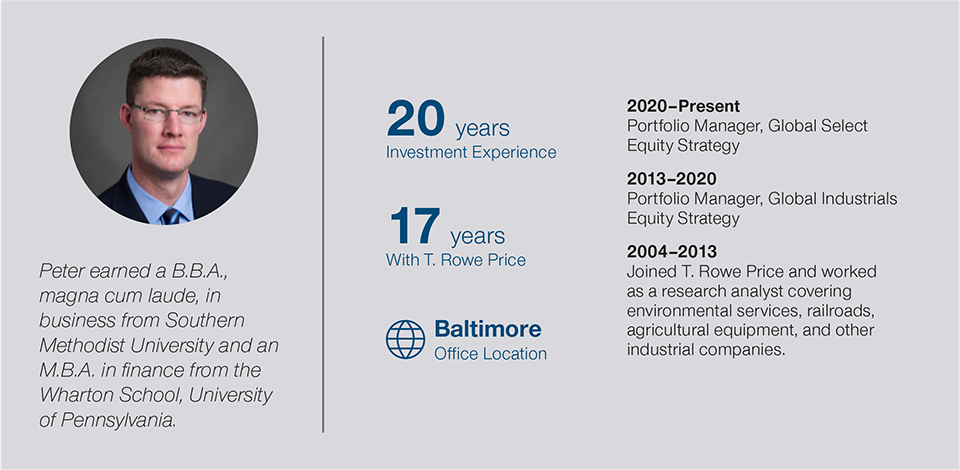 Feature box outlining Peter Bates' background